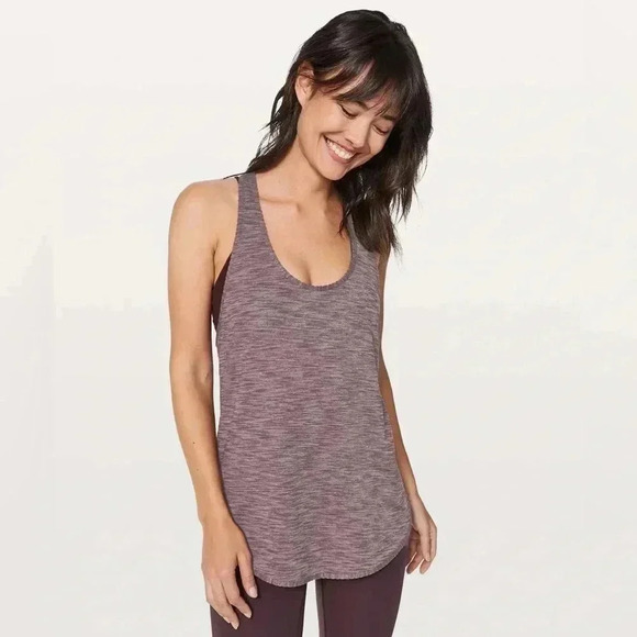 Lululemon Athletica 105 F Singlet Heathered Black Cherry Lightweight Tank Size 6 - Picture 1 of 5